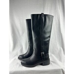 A New Day Womens Black Tall Riding Boots Side Zip Buckle Detail Size 6.5 NEW
